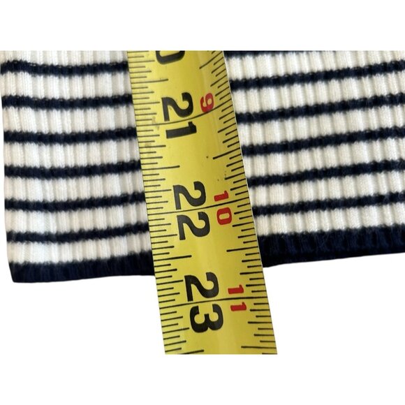 Ladies Navy Red Size L Knit 3/4 Sleeve Long Round Neck Sweater Stripe Dress Barn - Picture 7 of 8